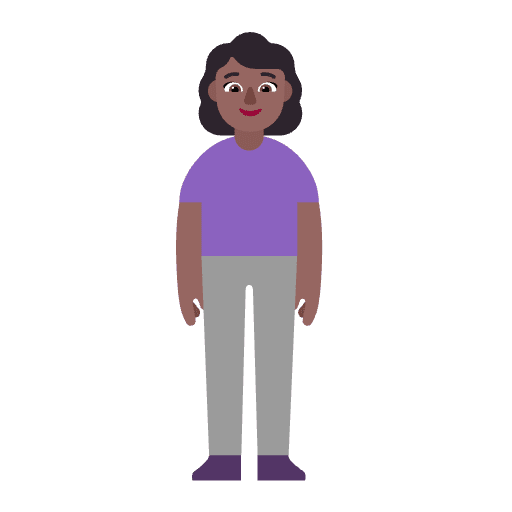 Woman Standing Flat Medium Dark Emoji from Fluent Emoji Flat Set