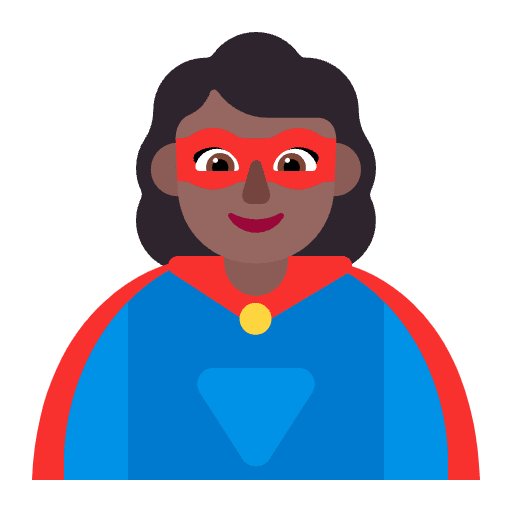 Woman Superhero Flat Medium Dark Emoji from Fluent Emoji Flat Set