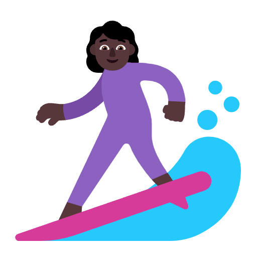 Woman Surfing Flat Dark Emoji from Fluent Emoji Flat Set