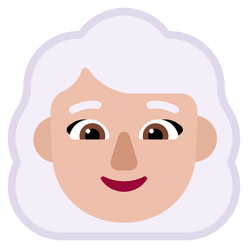 Woman White Hair Flat Medium Light Emoji from Fluent Emoji Flat Set