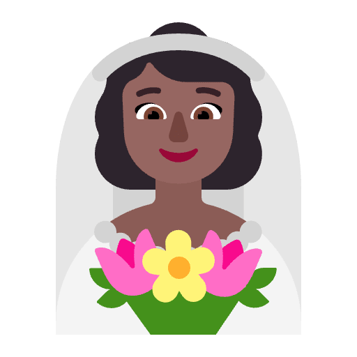 Woman With Veil Flat Medium Dark Emoji from Fluent Emoji Flat Set