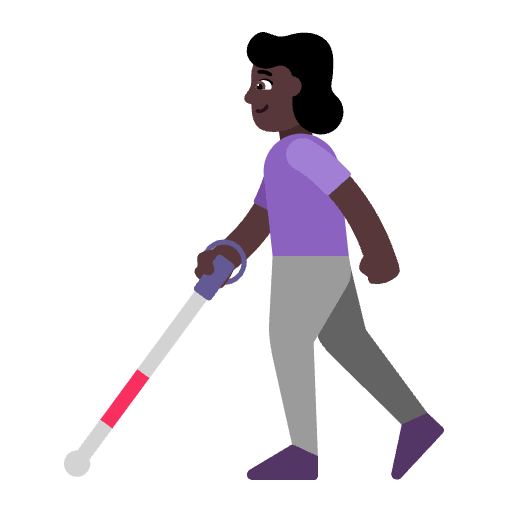 Woman With White Cane Flat Dark Emoji from Fluent Emoji Flat Set