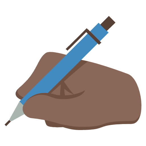Writing Hand Dark Skin Tone Element from EmojiTwo Colors Set
