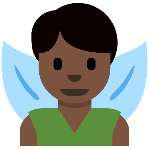 Man Fairy Dark Skin Tone Emoji from Twemoji Set