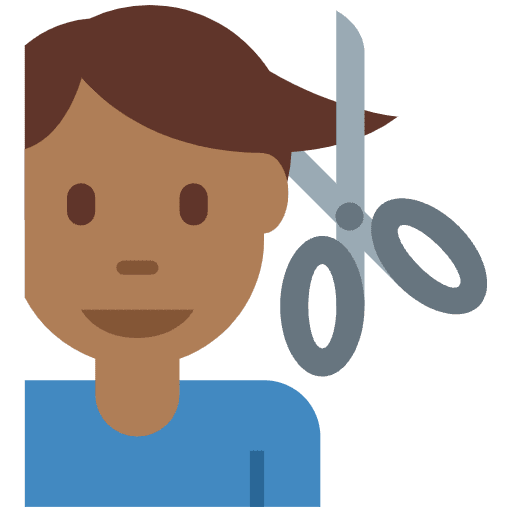 Man Getting Haircut Medium Dark Skin Tone Emoji from Twemoji Set