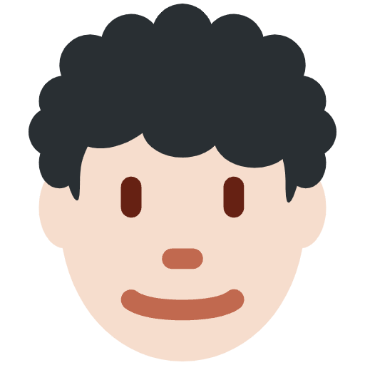 Man Light Skin Tone Curly Hair Emoji from Twemoji Emoji Set