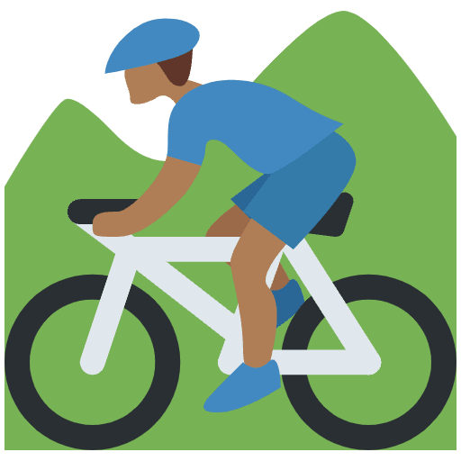 Man Mountain Biking Medium Dark Skin Tone Emoji from Twemoji Set