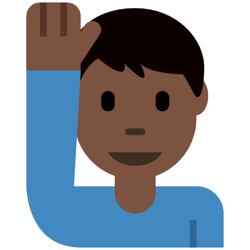 Man Raising Hand Dark Skin Tone Emoji from Twemoji Set