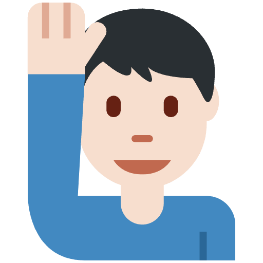 Man Raising Hand Light Skin Tone Emoji from Twemoji Set