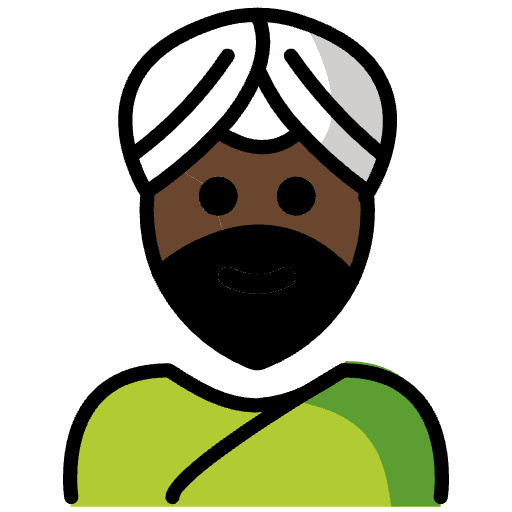 Man Wearing Turban Dark Skin Tone Emoji from OpenMoji Emoji Set