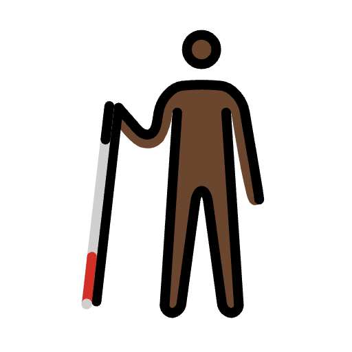 Man With White Cane Dark Skin Tone Emoji from OpenMoji Set