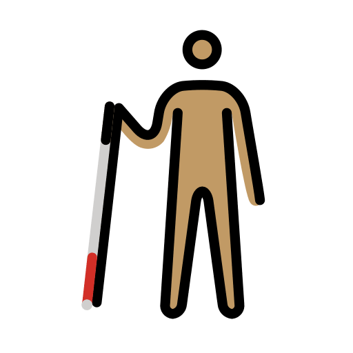 Man With White Cane Medium Skin Tone Emoji from OpenMoji Emoji Set