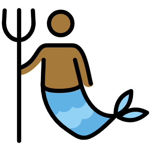 Merman Medium Dark Skin Tone Emoji from OpenMoji Emoji Set