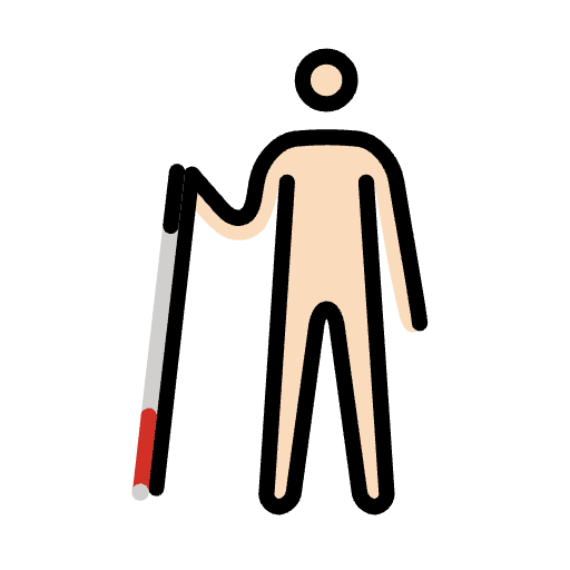 Person With White Cane Light Skin Tone Element from OpenMoji Emoji Set