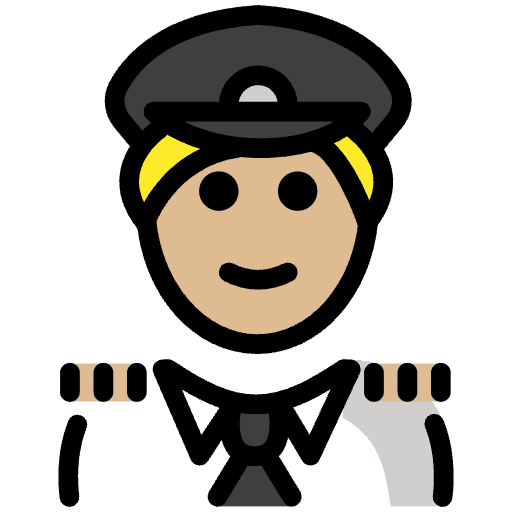 Pilot Medium Light Skin Tone Emoji from OpenMoji Emoji Set
