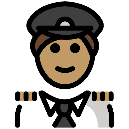 Pilot Medium Skin Tone Emoji from OpenMoji Emoji Set
