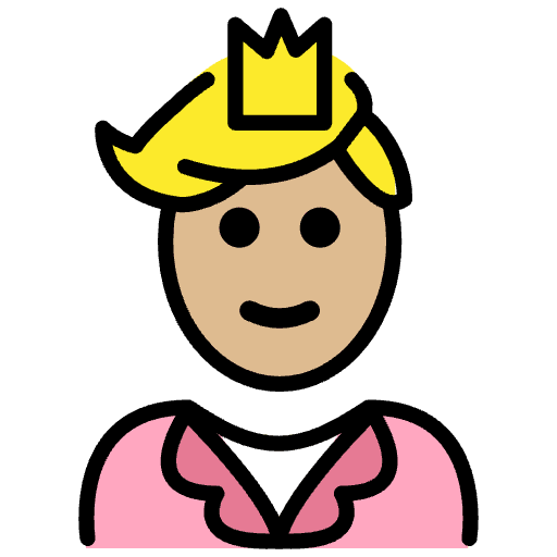 Prince Medium Light Skin Tone Emoji from OpenMoji Emoji Set