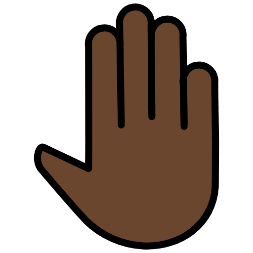Raised Back Of Hand Dark Skin Tone Emoji from OpenMoji Emoji Set