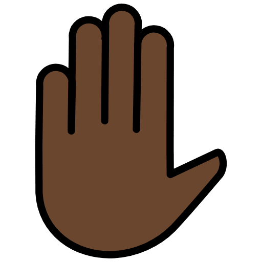 Raised Hand Dark Skin Tone Emoji from OpenMoji Emoji Set