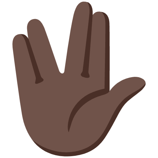 Vulcan Salute Dark Skin Tone Emoji from Noto Emojis Set