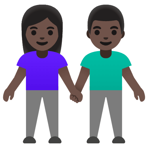 Woman And Man Holding Hands Dark Skin Tone Emoji from Noto Emoji Set