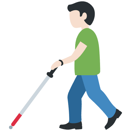 Man With White Cane Light Skin Tone Emoji from Twemoji Set