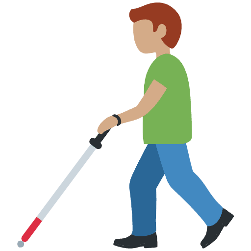 Man With White Cane Medium Skin Tone Emoji from Twemoji Set