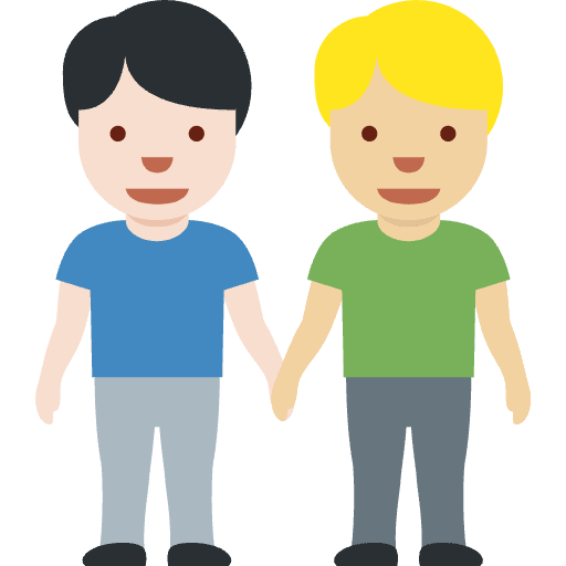 Men Holding Hands Light Skin Tone Medium Light Skin Tone Emoji from Twemoji Set