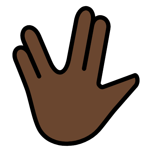 Vulcan Salute Dark Skin Tone Element from OpenMoji Emoji Set