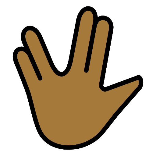 Vulcan Salute Medium Dark Skin Tone Emoji from OpenMoji Emoji Set