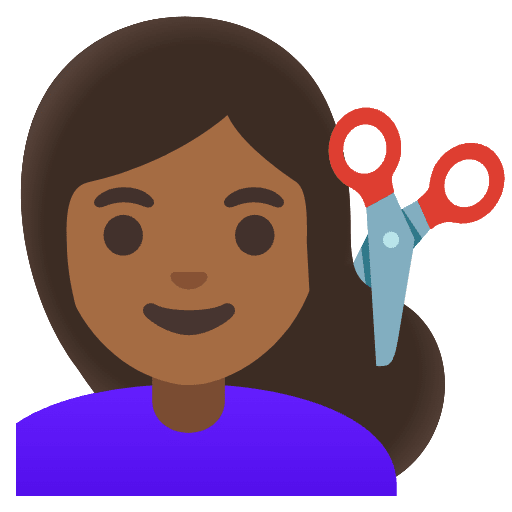 Woman Getting Haircut Medium Dark Skin Tone Emoji from Noto Emojis Set