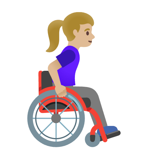 Woman In Manual Wheelchair Facing Right Medium Light Skin Tone Emoji from Noto Emoji Set