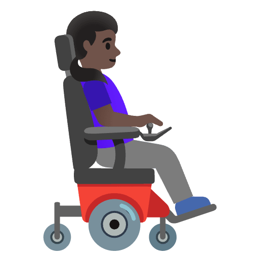 Woman In Motorized Wheelchair Facing Right Dark Skin Tone Emoji from Noto Emoji Set