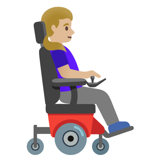 Woman In Motorized Wheelchair Facing Right Medium Light Skin Tone Emoji from Noto Emoji Set
