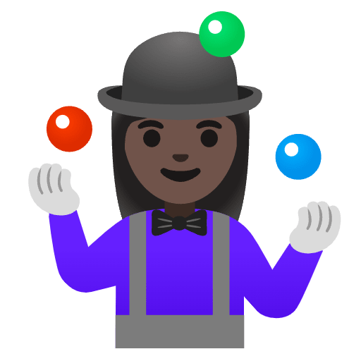 Woman Juggling Dark Skin Tone Emoji from Noto Emojis Set