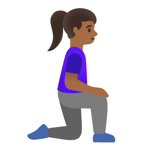 Woman Kneeling Facing Right Medium Dark Skin Tone Emoji from Noto Emojis Set