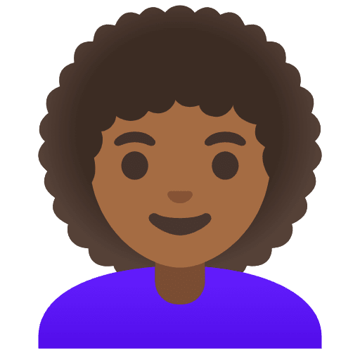 Woman Medium Dark Skin Tone Curly Hair Emoji from Noto Emoji Set