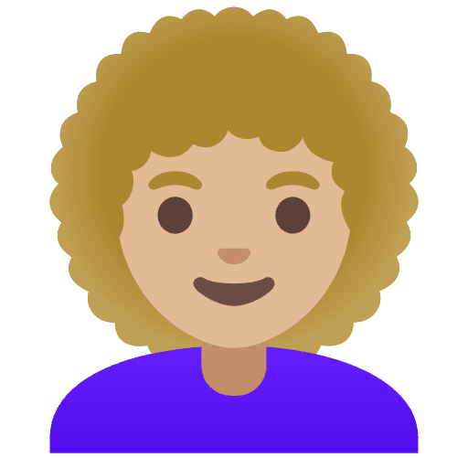 Woman Medium Light Skin Tone Curly Hair Emoji from Noto Emojis Set