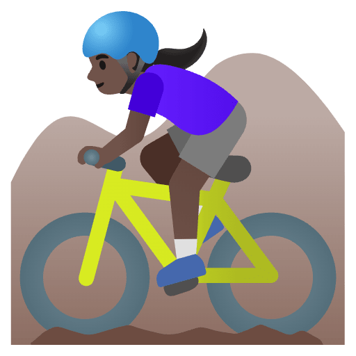 Woman Mountain Biking Dark Skin Tone Element from Noto Emojis Set