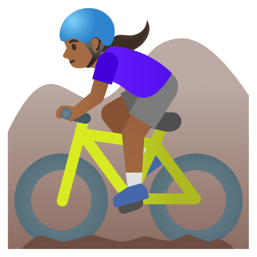 Woman Mountain Biking Medium Dark Skin Tone Element from Noto Emojis Set