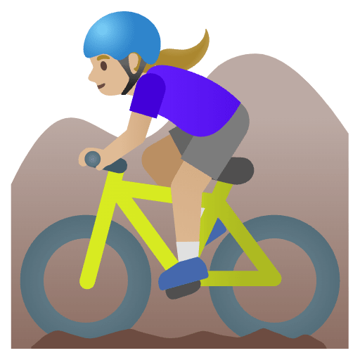 Woman Mountain Biking Medium Light Skin Tone Emoji from Noto Emojis Set