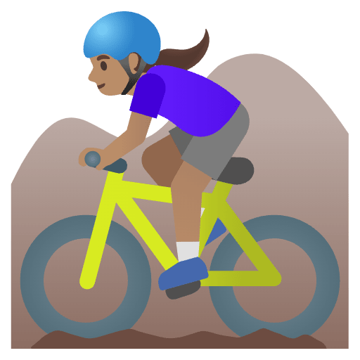 Woman Mountain Biking Medium Skin Tone Element from Noto Emojis Set