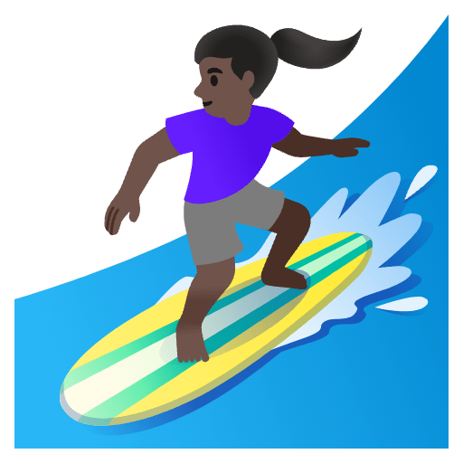Woman Surfing Dark Skin Tone Emoji from Noto Emoji Set