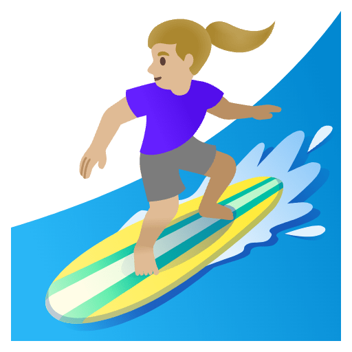 Woman Surfing Medium Light Skin Tone Element from Noto Emojis Set