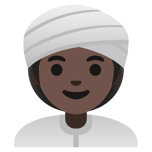Woman Wearing Turban Dark Skin Tone Element from Noto Emojis Set