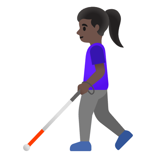 Woman With White Cane Dark Skin Tone Emoji from Noto Emoji Set
