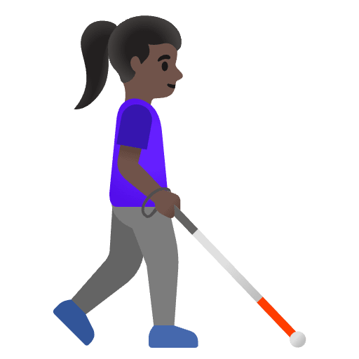 Woman With White Cane Facing Right Dark Skin Tone Emoji from Noto Emoji Set