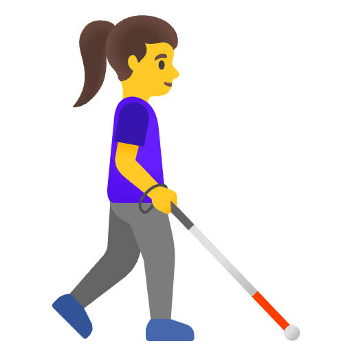 Woman With White Cane Facing Right Emoji from Noto Emoji Set