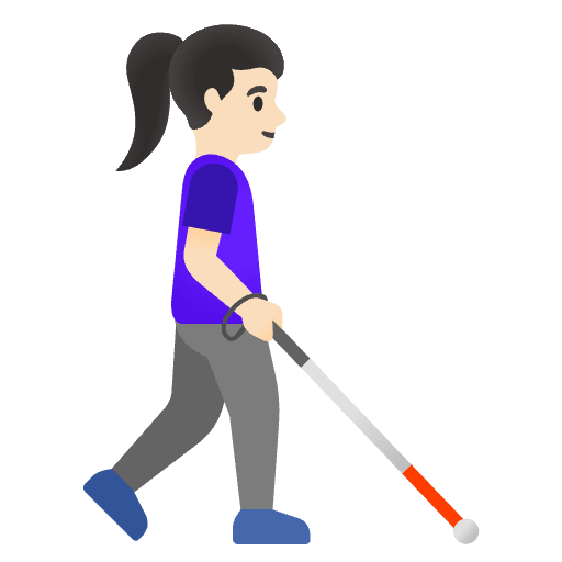 Woman With White Cane Facing Right Light Skin Tone Emoji from Noto Emoji Set