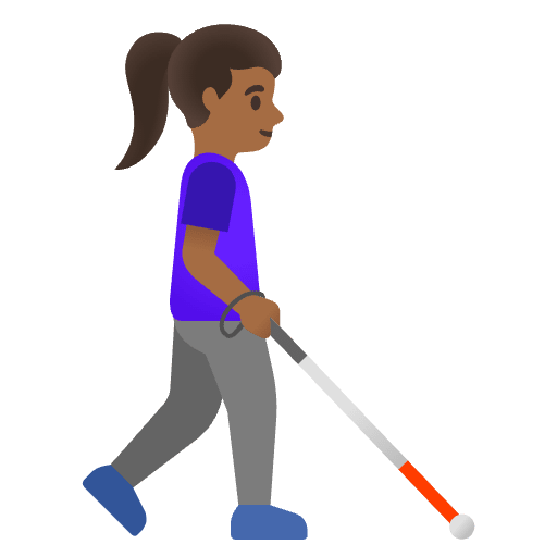 Woman With White Cane Facing Right Medium Dark Skin Tone Emoji from Noto Emoji Set